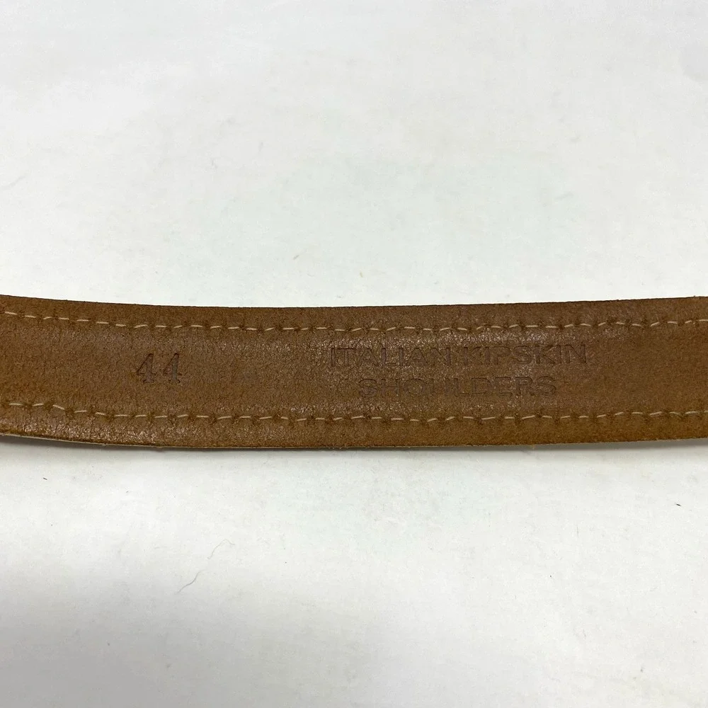 Vtg Johnston & Murphy Belt Mens 44‎ Italian Kipskin Braided Cream Brass Buckle